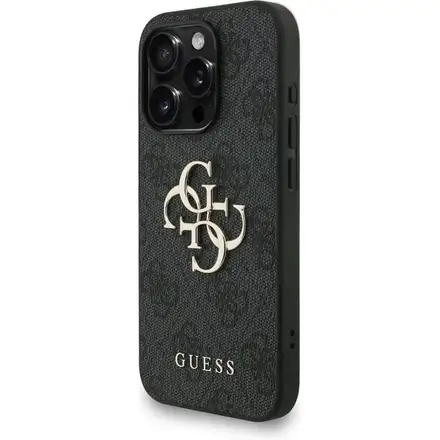 Guess PU 4G Metal Logo Strap kryt iPhone 15 Pro Max černý