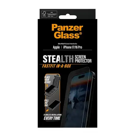 PanzerGlass ochranné sklo UWF Stealth pro iPhone 17/16 Pro - Black Frame