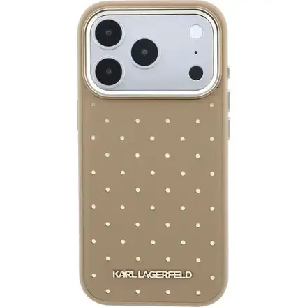 Karl Lagerfeld PU Perforated Gold Dots MagSafe kryt iPhone 17 Pro Max béžový