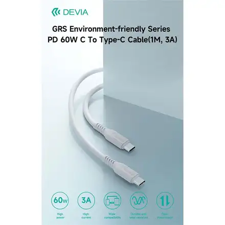 Devia kabel USB-C to USB-C GRS Series Cable 1m - White