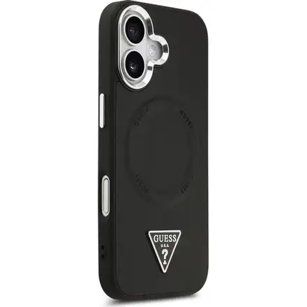 Guess PU Leather Triangle Logo MagSafe kryt iPhone 17 černý