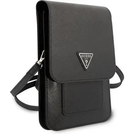Guess PU Saffiano Triangle Logo Taška na Telefon černá