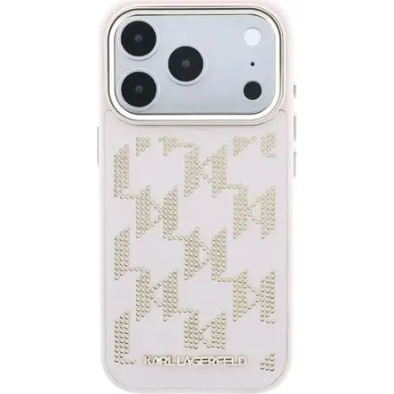 Karl Lagerfeld PU Perforated Monogram MagSafe MagSafe kryt iPhone 17 Pro Max růžový