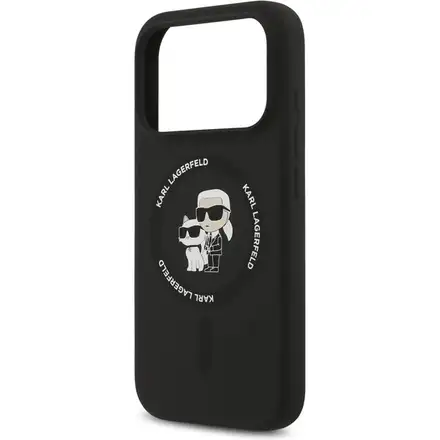 Karl Lagerfeld Liquid Silicone Karl and Choupette MagSafe kryt iPhone 17 Pro černý
