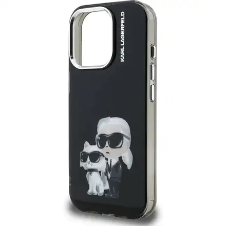 Karl Lagerfeld IML Aquarelle Karl and Choupette kryt iPhone 15 Pro Max černý