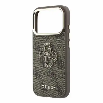Guess PU Leather 4G Gold Frame MagSafe kryt iPhone 18 Pro černý