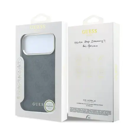 Guess PU Leather 4G Gold Frame MagSafe kryt iPhone 18 Pro Max černý
