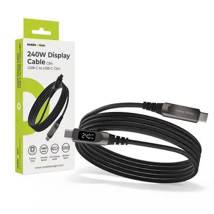Mobile Origin 240W Display Cable USB-C to USB-C 1,5m CB4 - Black