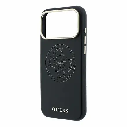 Guess PU Semi Wrap Perforated 4G Logo MagSafe kryt iPhone 18 Pro černý