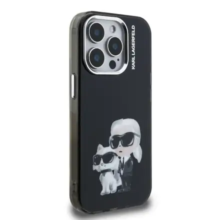 Karl Lagerfeld IML Aquarelle Karl and Choupette kryt iPhone 15 Pro černý