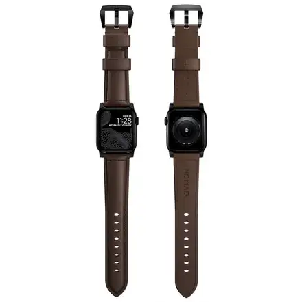 Nomad kožený řemínek pro Apple Watch 49/45/44/42 mm - Traditional Brown/Black Hardware