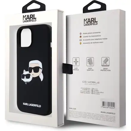 Karl Lagerfeld Liquid Silicone Double Heads MagSafe kryt iPhone 15 Pro Max černý