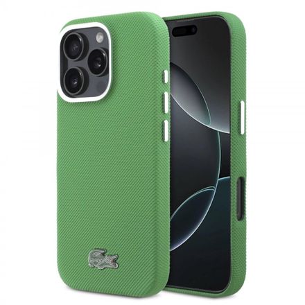 Lacoste PVC Iconic Petit Pique Metal MagSafe kryt iPhone 16 Pro zelený