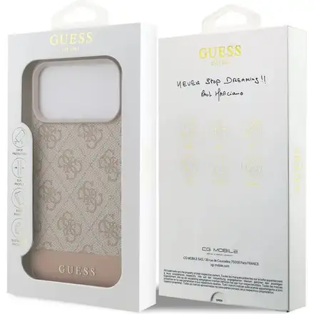 Guess PU 4G Stripe kryt iPhone 17 Pro růžový