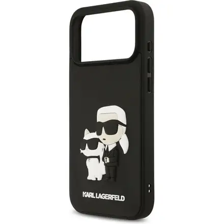 Karl Lagerfeld 3D Rubber Karl and Choupette kryt iPhone 17 Pro Max černý