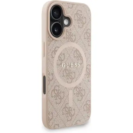 Guess PU Leather 4G Colored Ring Strap MagSafe kryt iPhone 16 růžový