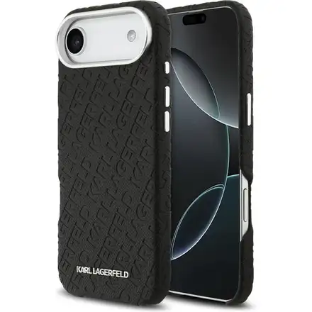 Karl Lagerfeld Grained PU Repeated Logo MagSafe kryt iPhone Air černý