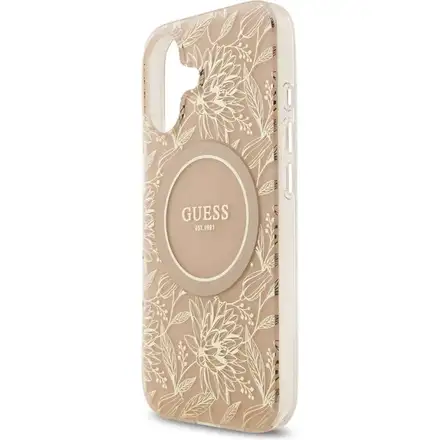 Guess IML Flowers Allover Strap MagSafe kryt iPhone 17 růžový