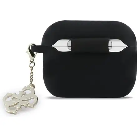Guess 4G Charm Silikonové Pouzdro pro AirPods 3 Pro černé