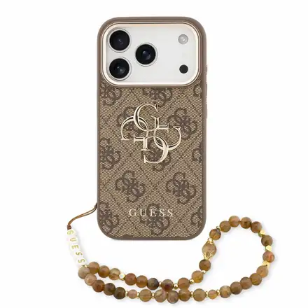 Guess PU 4G Metal Logo Strap kryt iPhone 18 Pro Max hnědý