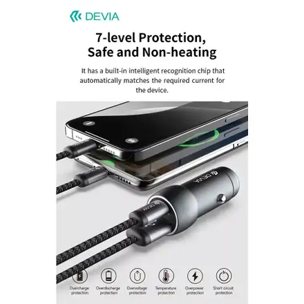 Devia nabíječka do auta Xtreme Speed Series 48W + USB-C Cable 1m - Deep Sky Gray