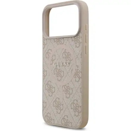 Guess PU Leather 4G Colored Ring MagSafe kryt iPhone 17 Pro Max růžový