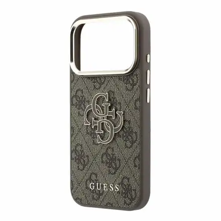 Guess PU 4G Resin Metal Logo kryt iPhone 18 Pro Max hnědý
