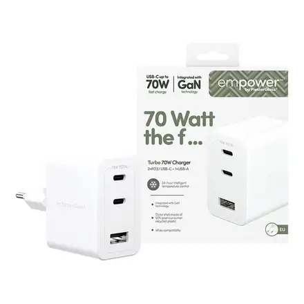PanzerGlass EMPOWER Grand Prix Dual USB-C/USB-A GaN 70W - White