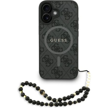 Guess PU Leather 4G Colored Ring Strap MagSafe kryt iPhone 16 černý