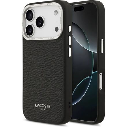 Lacoste PU Leather Champs Elysees MagSafe kryt iPhone 17 Pro černý