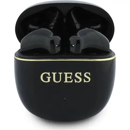 Guess Gold Line Glossy Classic Logo TWS Bezdrátová Sluchátka černá