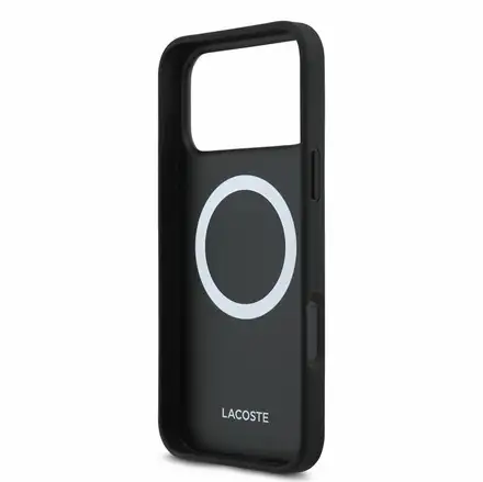 Lacoste Iconic Petit Pique Metal Logo MagSafe kryt iPhone 18 Pro Max černý
