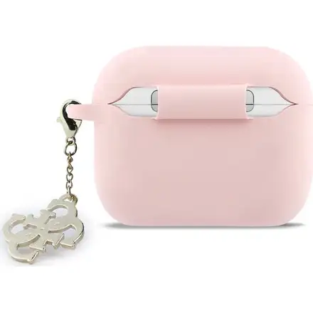 Guess 4G Charm Silikonové Pouzdro pro AirPods 3 Pro růžové