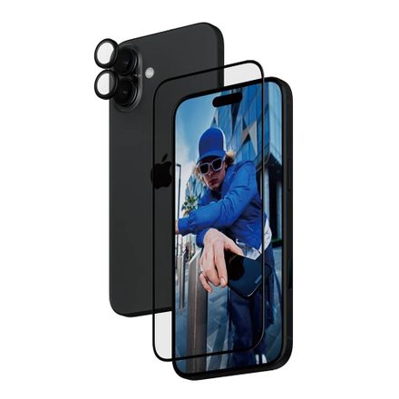 PanzerGlass ochranné sklo UWF + Hoops Bundle pro iPhone 16 Plus - Black Frame