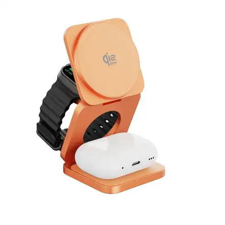 Cubenest Qi2.2 3v1 Skládací bezdrátová magnetická nabíječka SQ312 Ultra - oranžová
