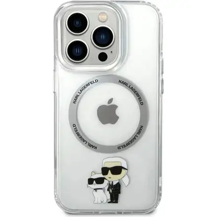 Karl Lagerfeld IML Karl and Choupette MagSafe kryt iPhone 15 Pro průhledný