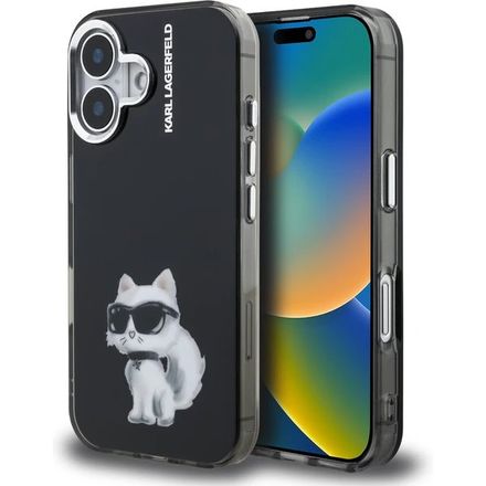 Karl Lagerfeld IML Aquarelle Choupette kryt iPhone 16 černý