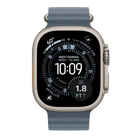 Apple Watch 49mm Anchor Blue Ocean Band - Natural Titanium Finish