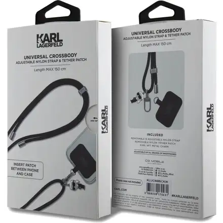 Karl Lagerfeld Universal Crossbody Popruh Cord and Ikonik Pins černý