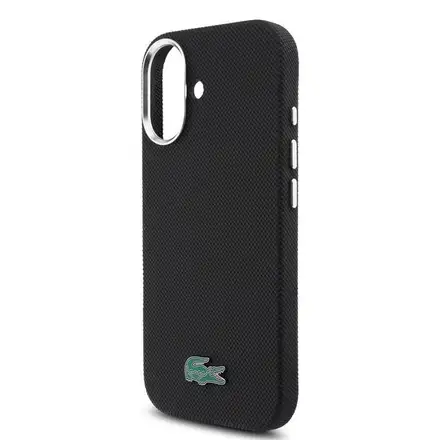 Lacoste PVC Iconic Petit Pique Metal Logo MagSafe kryt iPhone 16 černý