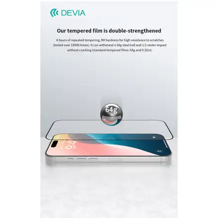 Devia ochranné sklo Van Series Anti-Static pro iPhone 16 Pro - Black Frame