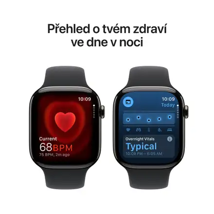 Apple Watch Series 10 GPS + Cellular 46mm Břidlicově šedý titan s černým sportovním řemínkem - S/M