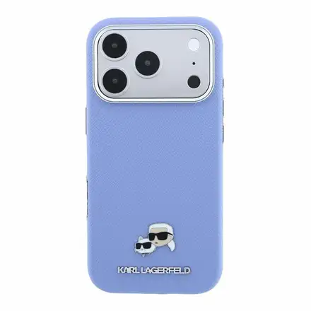 Karl Lagerfeld PU Grained Semi Wrap K&CH Heads Magsafe kryt iPhone 18 Pro modrý