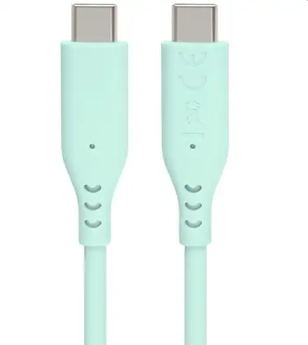 PremiumCord Silikonový kabel USB-C 60W 480Mbps tyrkysový extra měkký a robustní kabel délky 1,5m