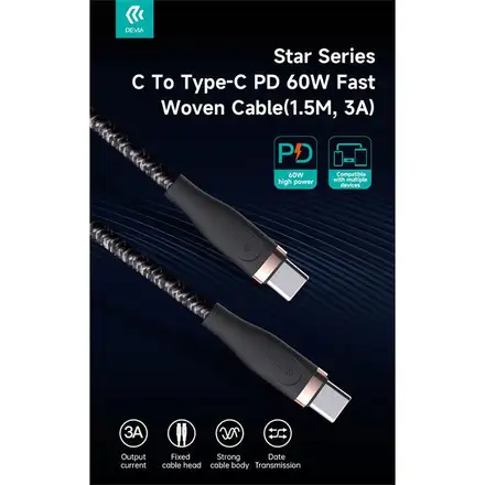 Devia kabel USB-C do USB-C Star Series Cable 1.5m - White