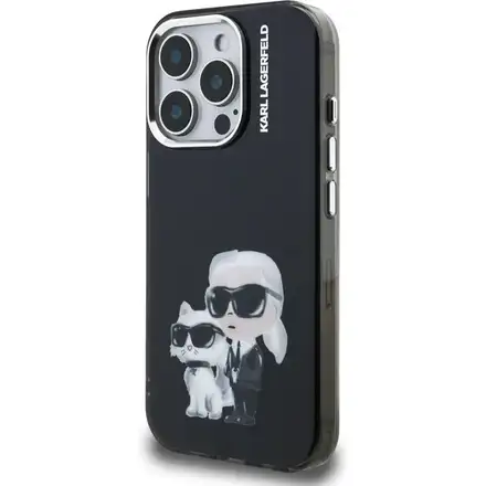 Karl Lagerfeld IML Aquarelle Karl and Choupette kryt iPhone 15 Pro Max černý
