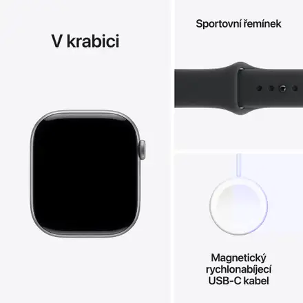 Apple Watch Series 11 GPS 46mm Vesmírně šedý hliník s černým sportovním řemínkem - M/L