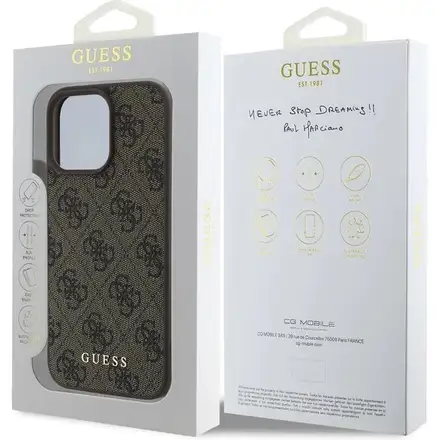 Guess 4G Charm kryt iPhone 16 Pro Max hnědý