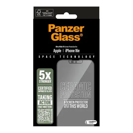 PanzerGlass ochranné sklo Ceramic pro iPhone 16e/14/13/13 Pro - Black Frame