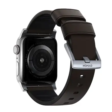 Nomad kožený řemínek pro Apple Watch 49mm/46mm/45mm/44 mm - Active Pro Brown/Silver Hardware